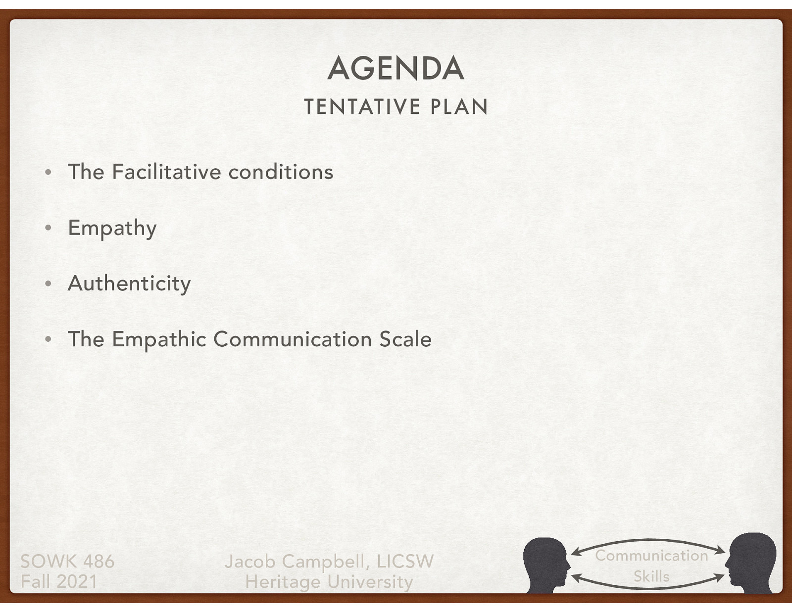 The Facilitative conditions Empathy Authenticity The Empathic Communication Scale 
