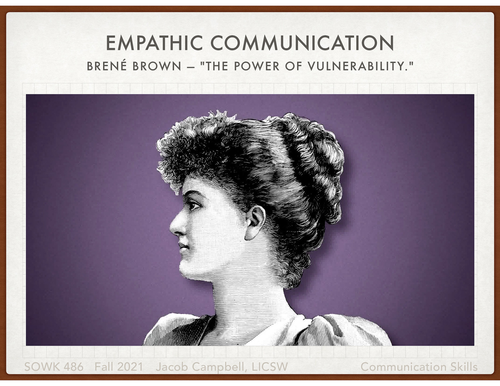  The RSA. (2013, December 10). Brené Brown on Empathy. Brené Brown on Empathy. Retrieved from https://www.youtube.com/watch?v=1Evwgu369Jw   The following is a short video clip from a presentation that Brené Brown did called the “The Power of Vulnerability.”   [Activity] Watch the video clip.   [Discussion] What did you think of Theresa Wiseman (2007) concept of four parts to empathy. “Toward a holistic conceptualization of empathy for nursing practice.”   Perspective taking and recognizing their perspective as truth Staying out of judgment Recognizing emotion in other people Communicating emotion with people   [Discussion] What do you think about this video? 
