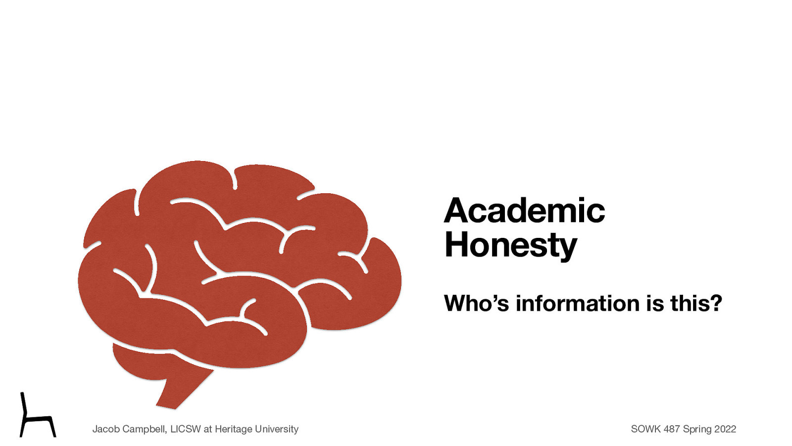 Academic Honesty Who’s information is this? Jacob Campbell, LICSW at Heritage University SOWK 487 Spring 2022
