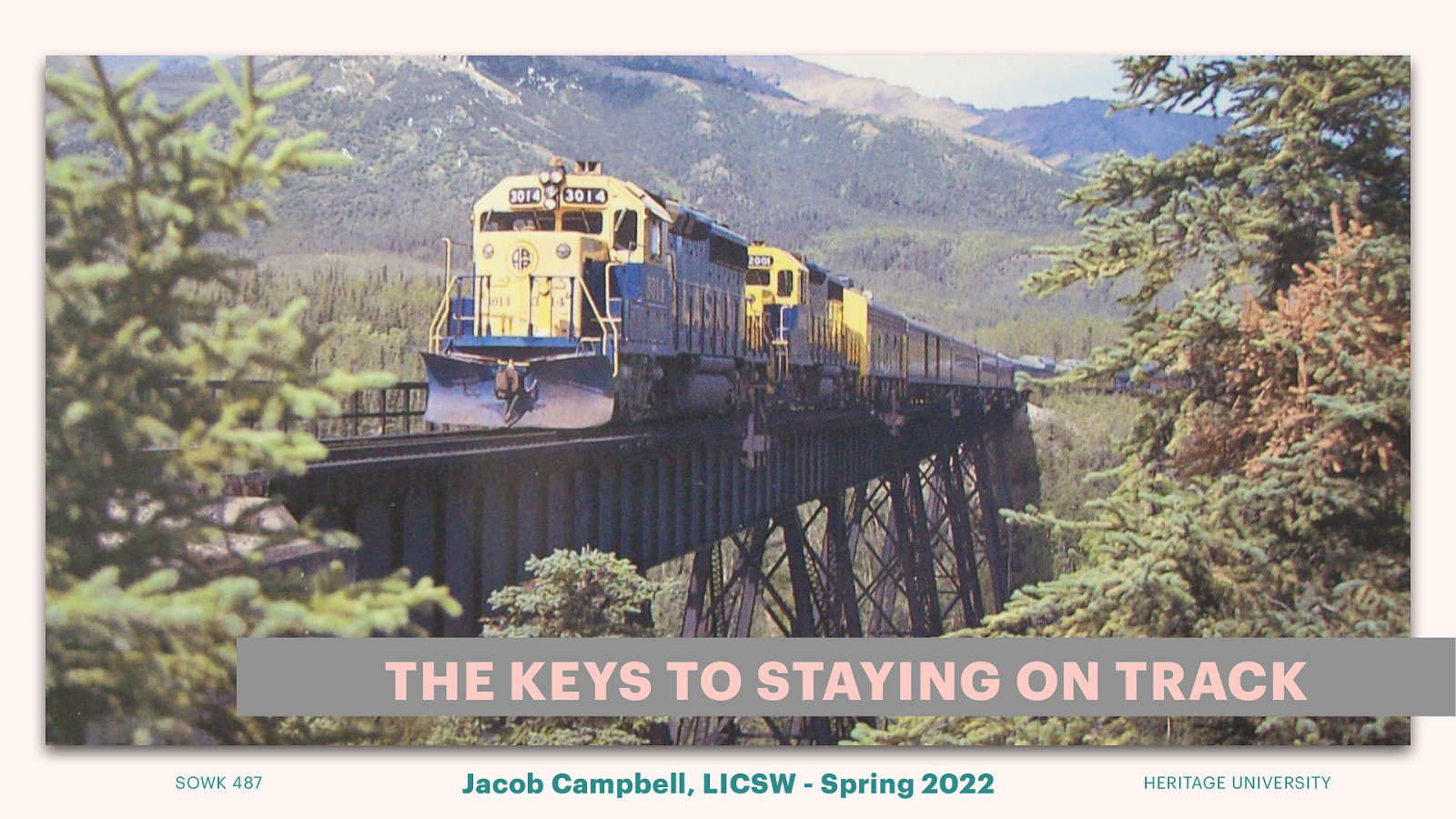 THE KEYS TO STAYING ON TRACK SOWK 487 Jacob Campbell, LICSW - Spring 2022 HERITAGE UNIVERSITY
